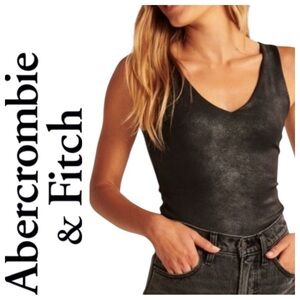 Abercrombie & Fitch Black Faux Leather Bodysuit Size Medium NWOT